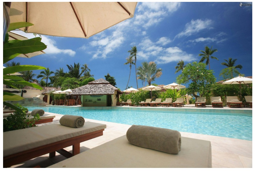 Vila modern di Bali dengan area kolam tropis